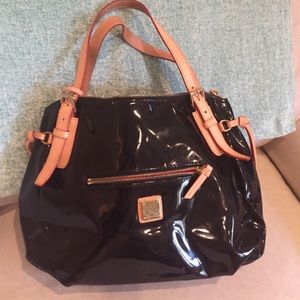 Dooney & Bourke black patent leather bag.