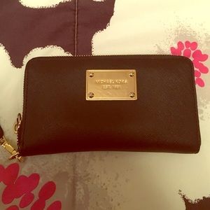 Michael Kors Black Leather Wristlet