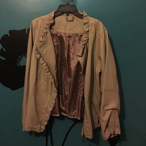 Plus Size Tan Faux Leather Jacket