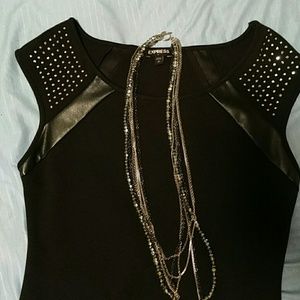 Express Bodycon leather and stud detail dress