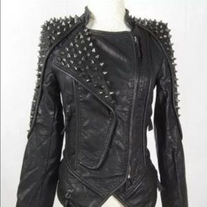 Vegan spiked leather jacket