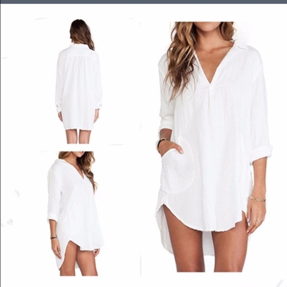 Blue Sheer Long-Sleeve Chiffon Dress/Blouse/Tunic - Picture 2 of 4