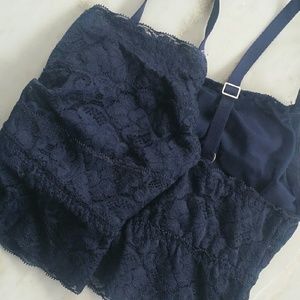 Navy Longline Lace Bralette