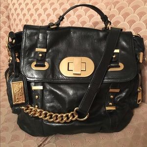 Badgely Mischka Black Distressed Leather Crossbody