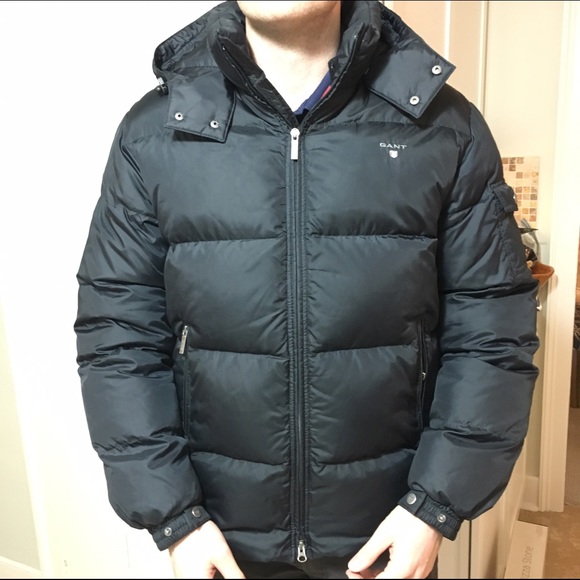Gant Down Jacket, Black with Hood, Large