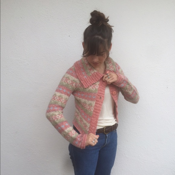 Pink and green Free People sweater/cardigan! - Picture 2 of 3
