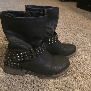 Black studded combat boots