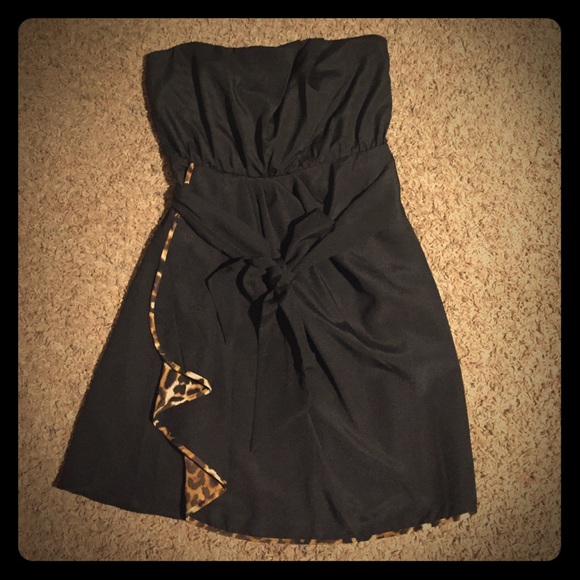 Black & leopard Express cocktail dress