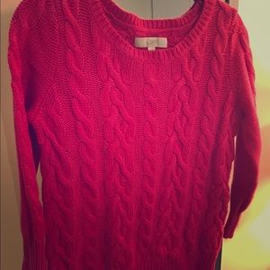 Ann Taylor Small Hot Pink Cable Nit sweater