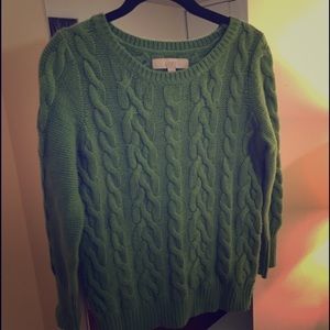 Ann Taylor Small Green Cable Nit sweater