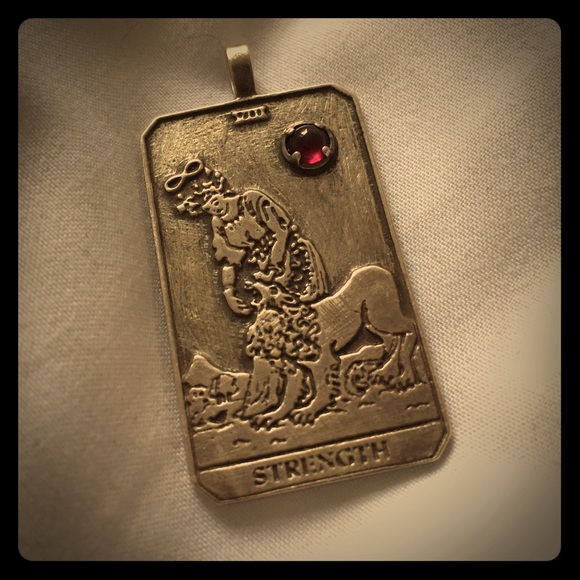 Strength Tarot Card Silver Pendant