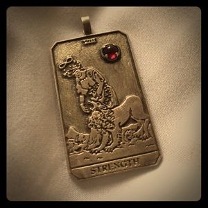 Strength Tarot Card Silver Pendant