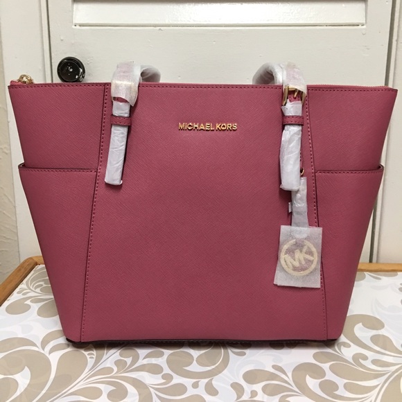 NWT MK Jet Set Top-Zip Saffiano Leather Tote