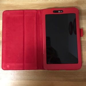 LG tablet and red case