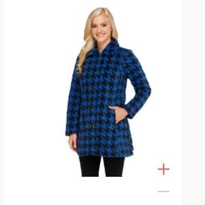 Houndstooth Print Fleece Jacket