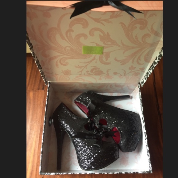 Black Sequin Bordello Heels