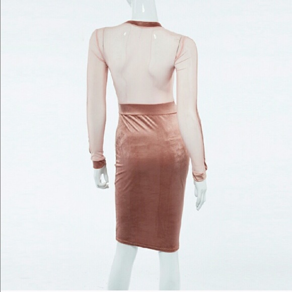 ✨The Sexy Velvet Striped Mesh Dress - Picture 2 of 3