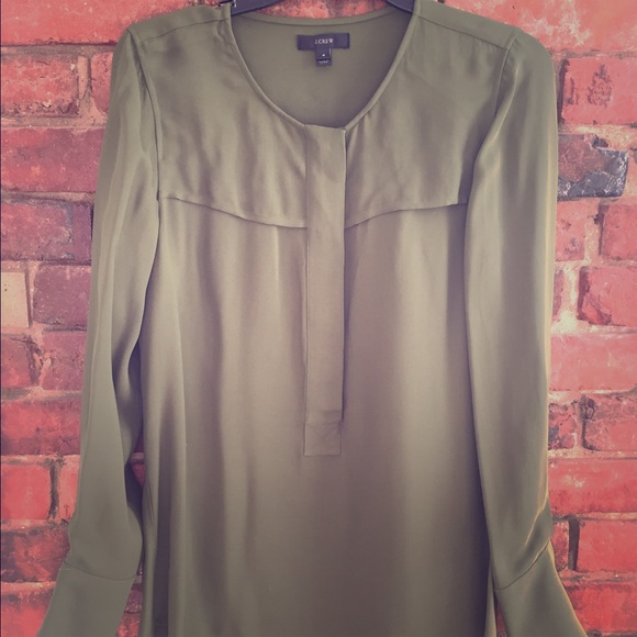 Green silk long sleeve J. Crew blouse!