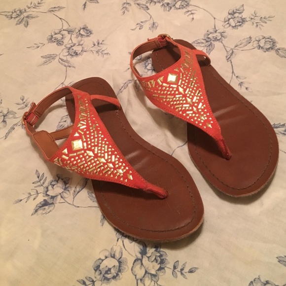 Gold and orange sandals