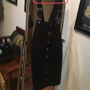 Black denim overall dress