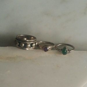 Boho Sterling Silver Ring Set