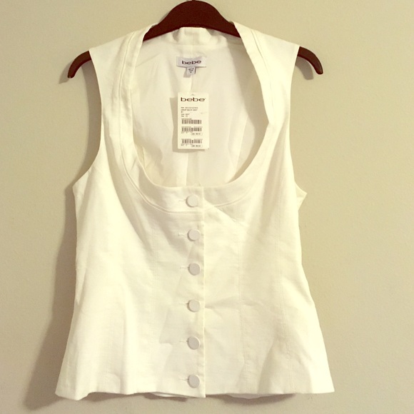 bebe Tops - Bebe Button Up Vest Corset Tuxedo Top