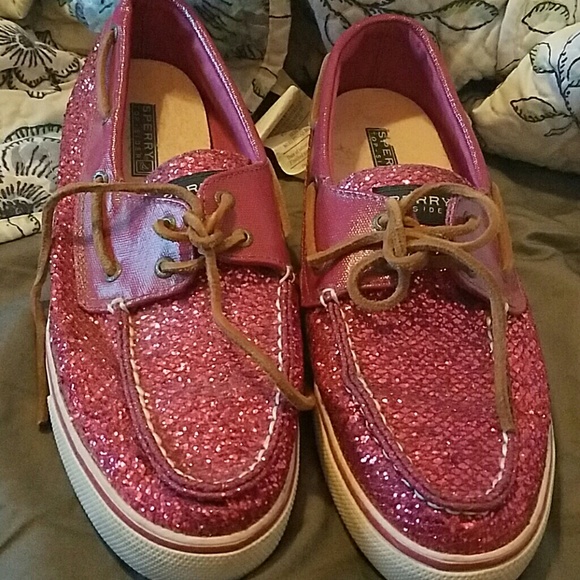 Pink sparkling Sperry shoes