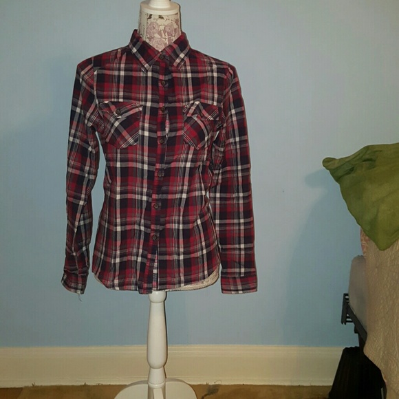 Plaid button down blouse