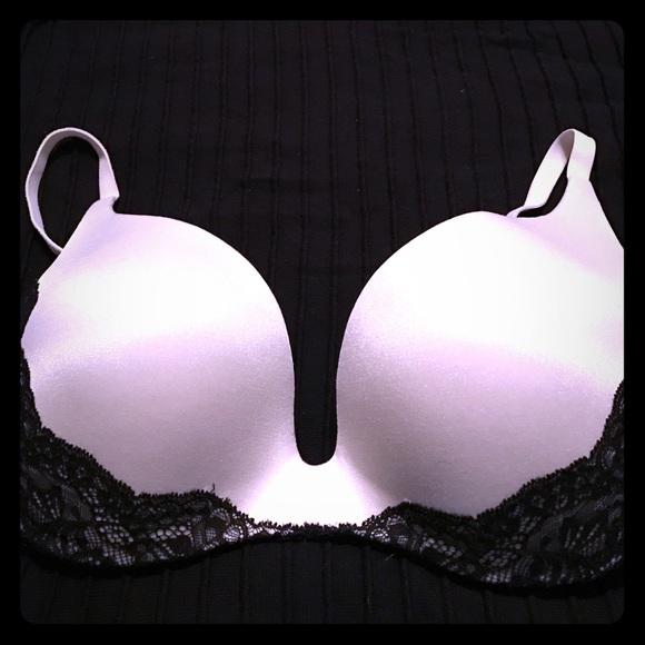 White with black lace push-up bra 36C