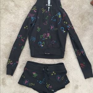 VS Pink Hoodie & Short Set