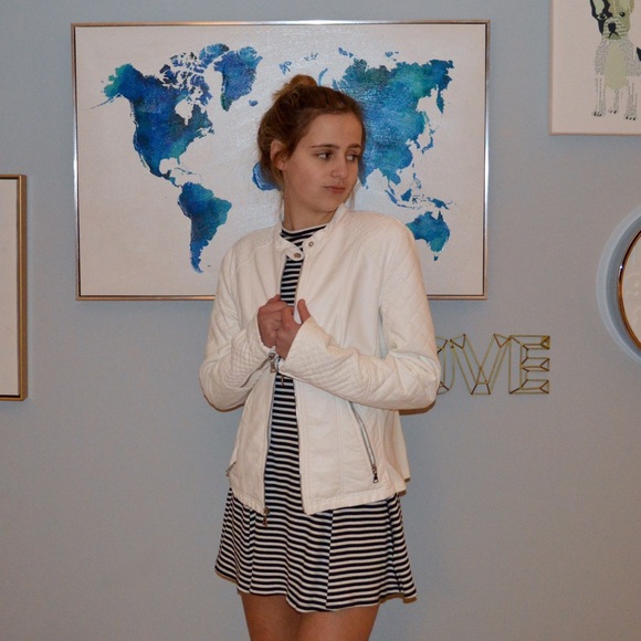 White leather jacket!