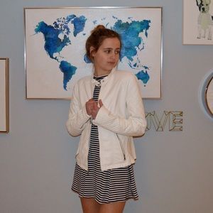 White leather jacket!