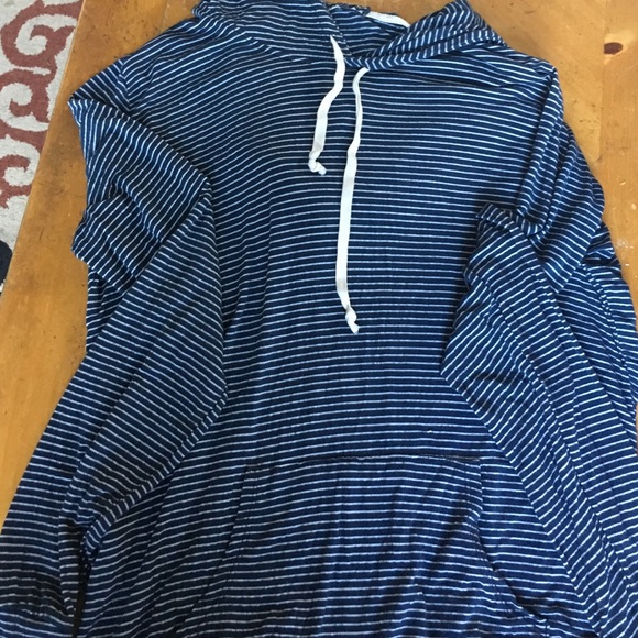 Navy blue and White Striped Brandy Melville Hoodie