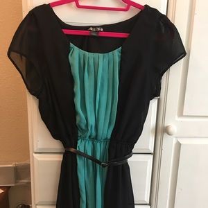 Black and teal shear dress