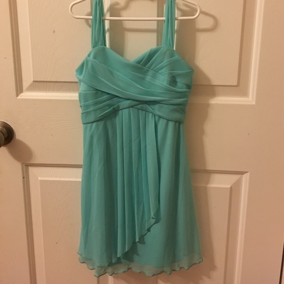 Teal David's Bridal dress