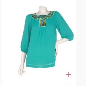 Romantic Poly Crinkle Top with Embroidery