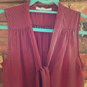 Red/black sheer Pleione tie-front blouse!