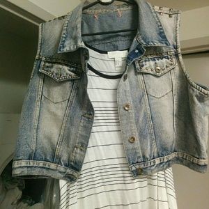 Denim studded vest