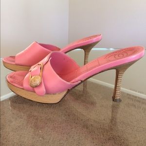 Chanel Pink Wooden Heal Slides