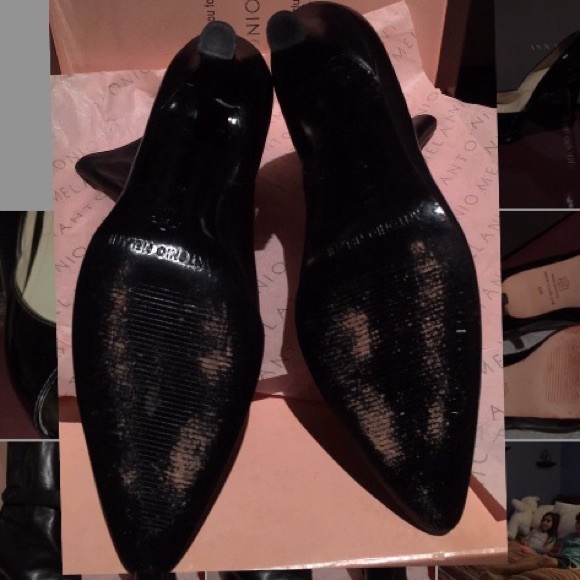 Antonio Melani Soft Black Leather Boots w/ Heel 6M - Picture 2 of 4