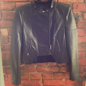 Awesome black BCBG texturized leather jacket!