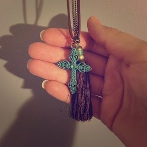 Cross & Tassle Necklace