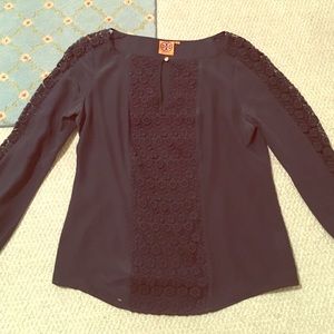 Tory Burch Silk Embroidered Top Size 10
