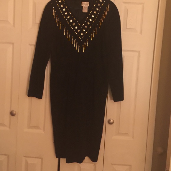 Black suede party dress