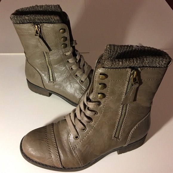 Tan combat boots