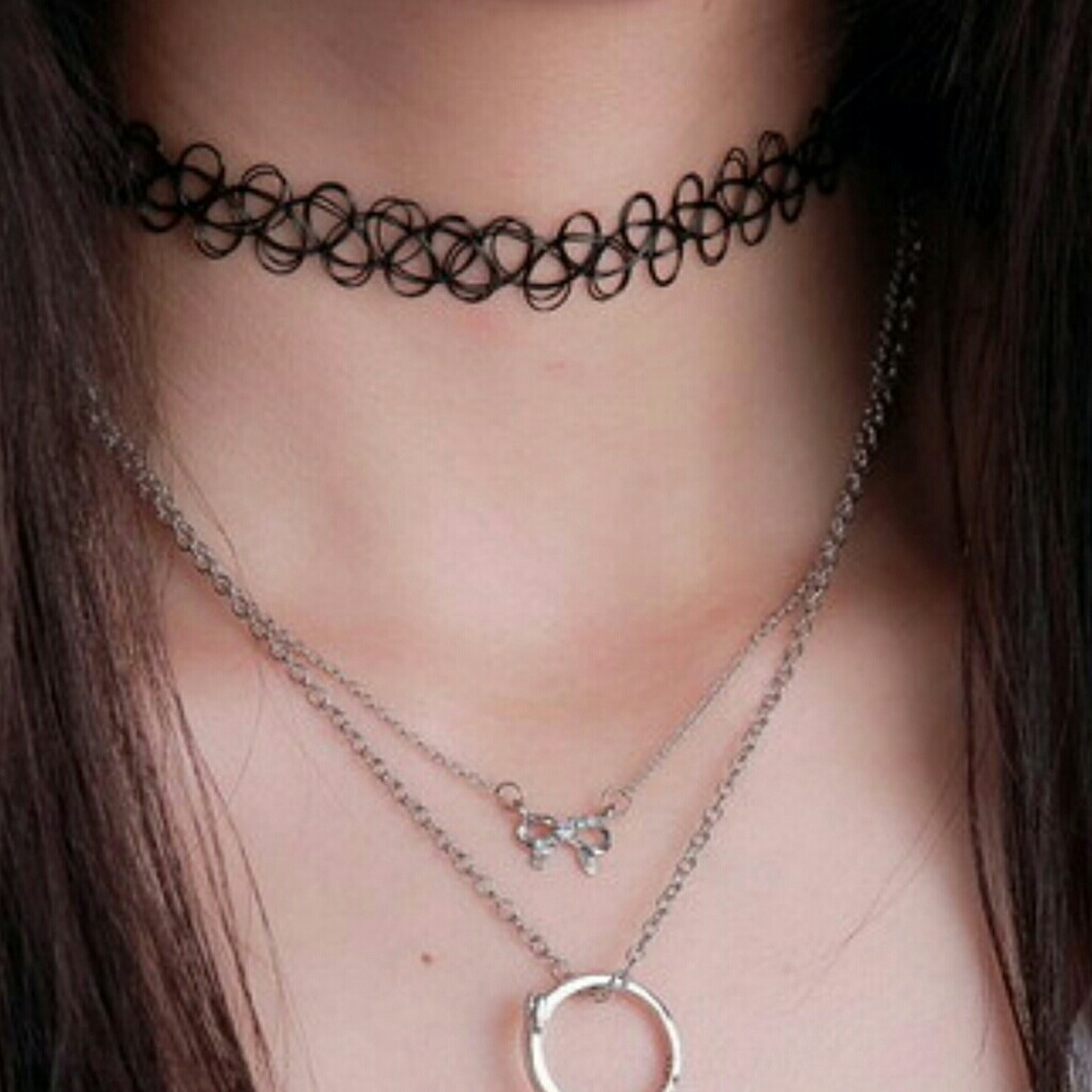 Classic Black Vintage Stretch Tattoo Henna Choker!