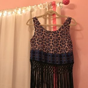 Top shop Print Fringe Suntop