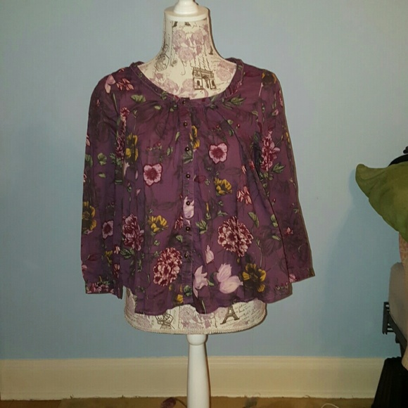 Button up blouse with unique floral design