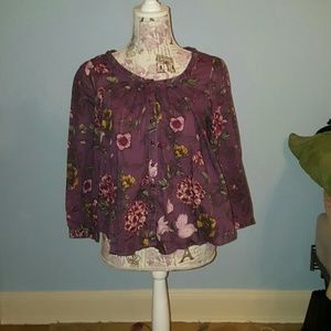 Button up blouse with unique floral design