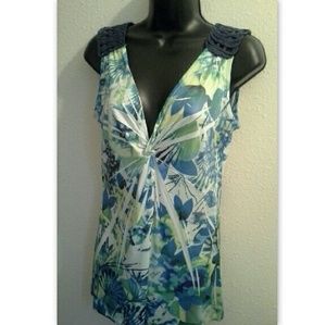 Style & Co Tank Top Blue Romantic Woven Straps